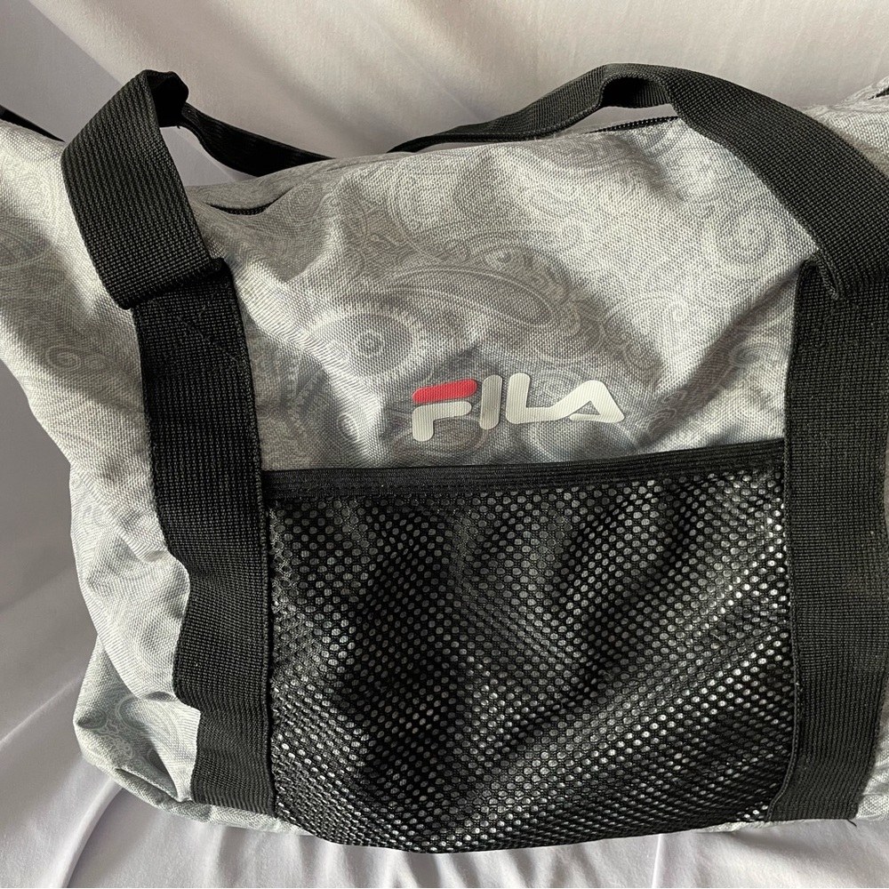 Fila Gray Duffel Bag with Black Mesh Pocket